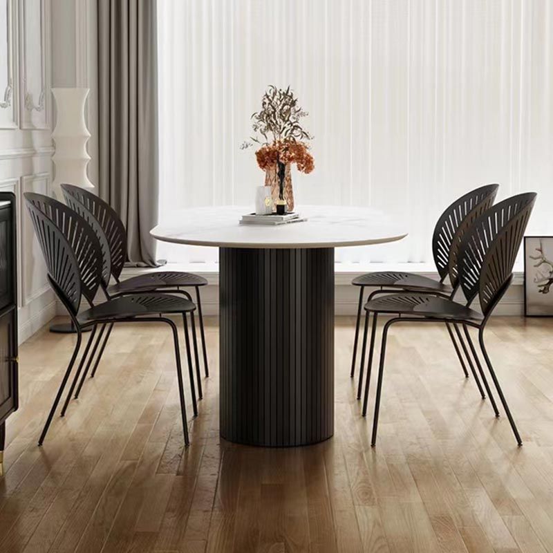 Oval Solid Wood Dining Table Modern White-black Furniture with Double Pedestal for Office