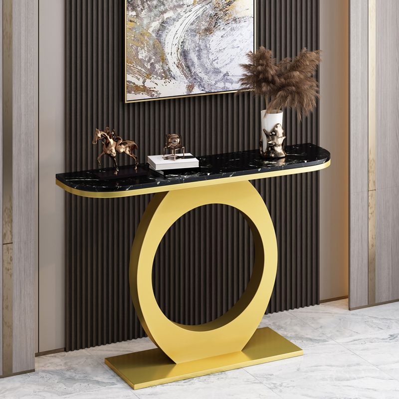 31.5" Tall Modern Console Table 1-shelf Half Moon Accent Table for Hall