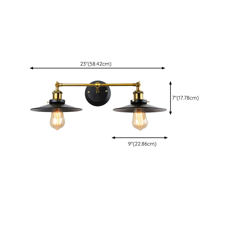 Industrial Wall Sconce Cone Shape Wall Light with Metal Shade for Bedroom in Black