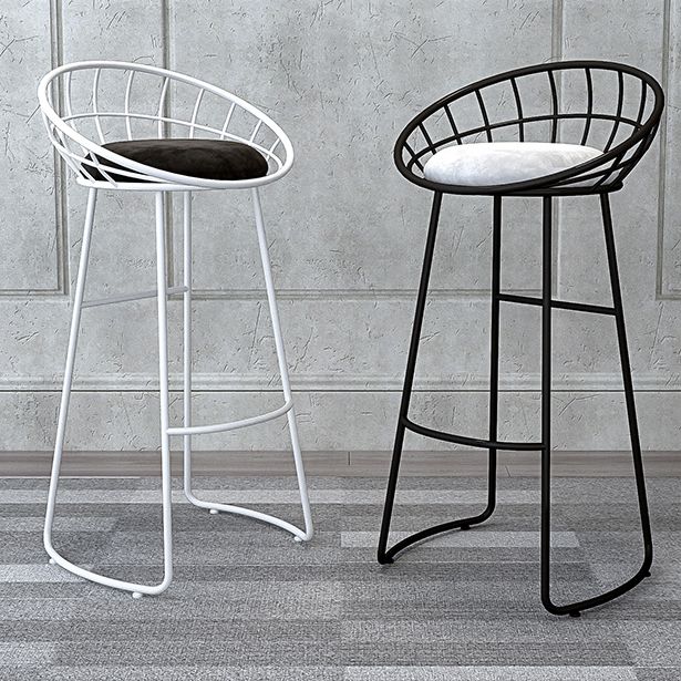 Glam Bucket Upholstered Bar Stools Footrest Low Back Bar and Counter Stool