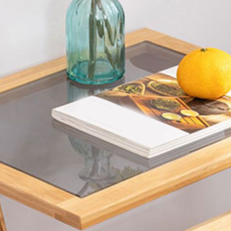 Living Room Rectangular Bamboo Side Table Natural/Brown One-Shelf End Table