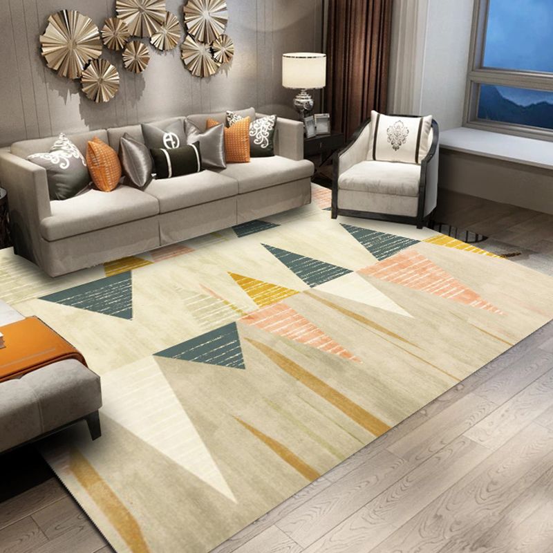 Simple Nordic Style Rug Multi Colored Geometric Print Carpet Washable Non-Slip Stain Resistant Rug for Home
