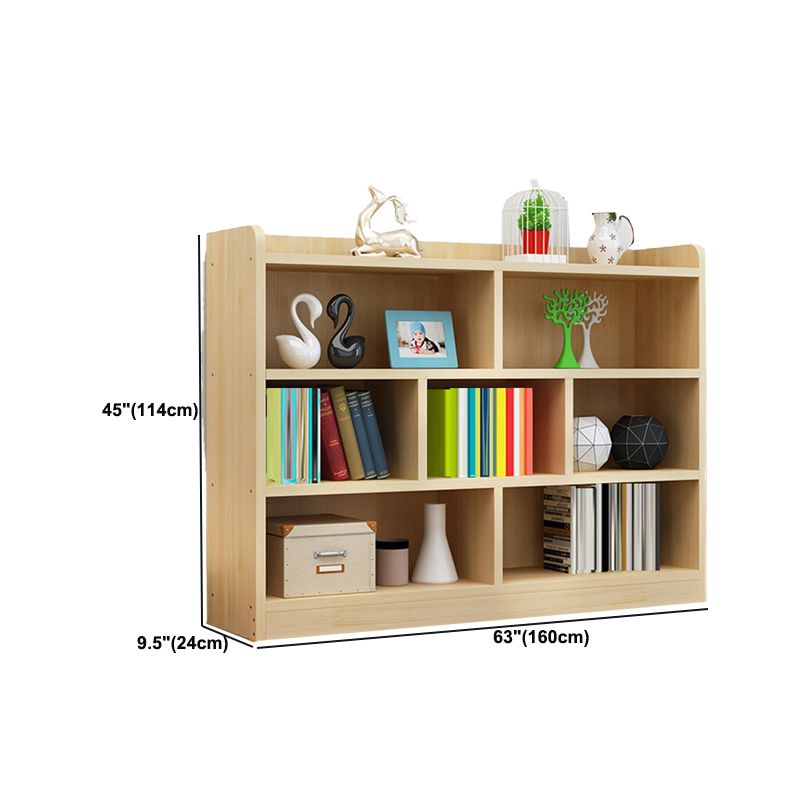 Contemporary Natural Wooden Book Shelf Closed Back Shelf Bookcase for Home