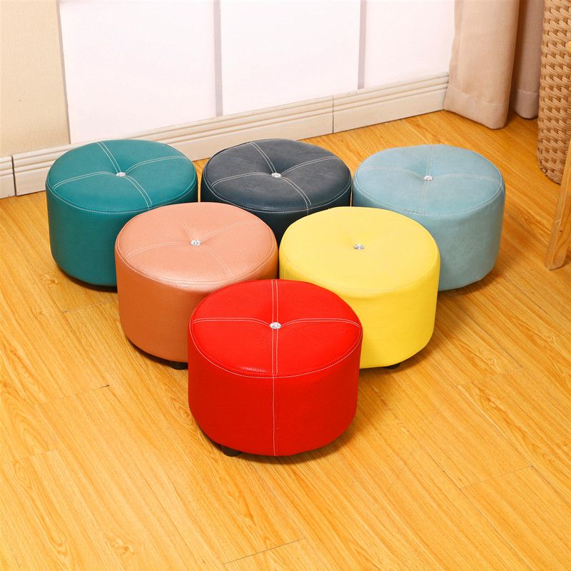 Pure Color Stain Resistant Standard Round Modern Yellow for Living Room