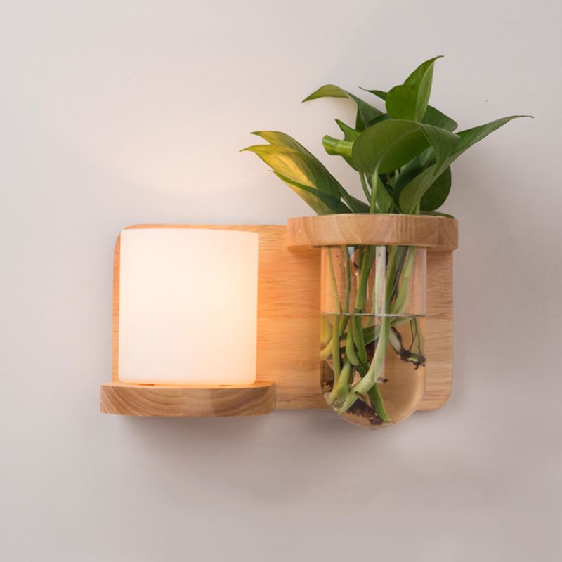 1-Licht geometrische Wandleuchten moderne einfache Style Holzwandbeleuchtung in braun und grün