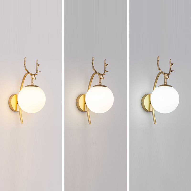 Sitting Room Antler Wall Sconce Modern Glass 1 Head Wall Mounted Light Fixture