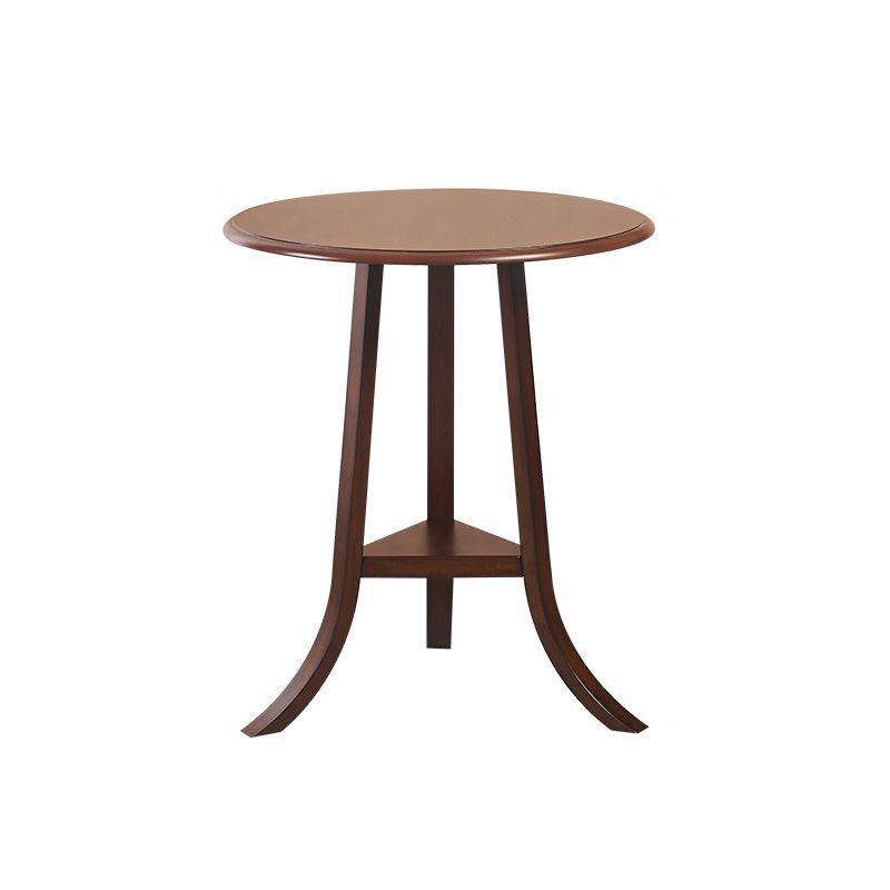 Traditional Wooden Round Top Side Table 3 Legs End Table with Shelf