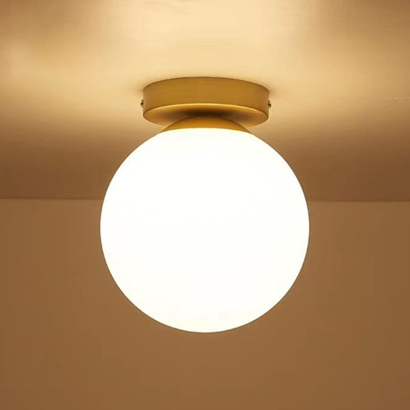 Contemporary Globe Ceiling Light Golden Flush Mount Lighting for Hallway