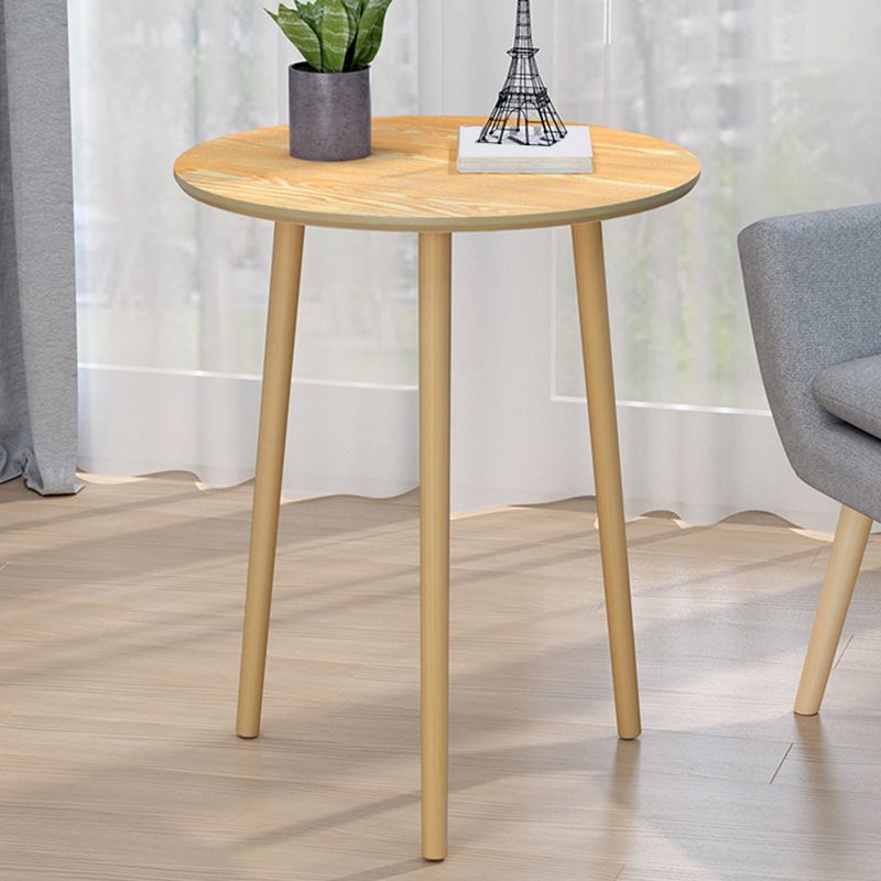Contemporary Round Wooden Coffee Table 3 Legs Cocktail Table