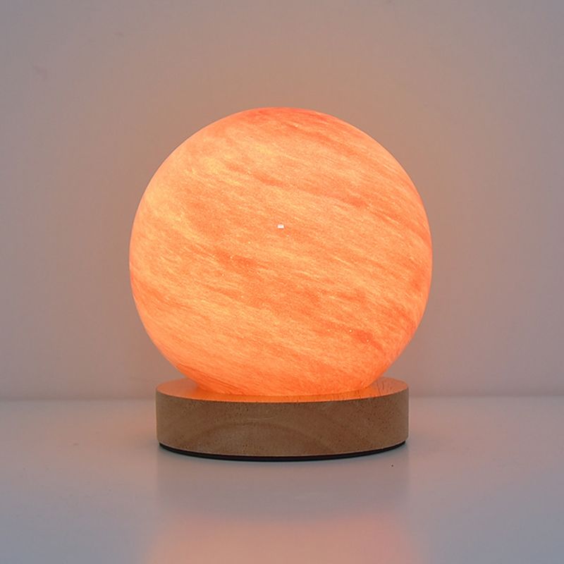 Modern Round Table Lamp 1-Light LED Desk Light with Glass Shade for Bedroom