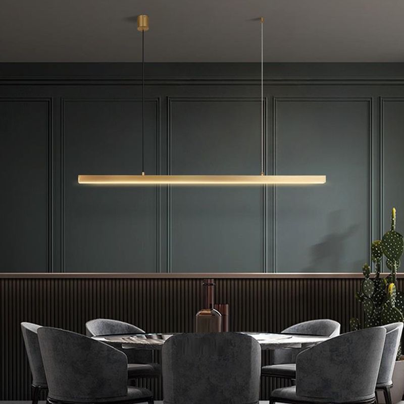 Gold Island Light 1-Light LED Island Hanging Lamp with Acrylic Shade for Living Room