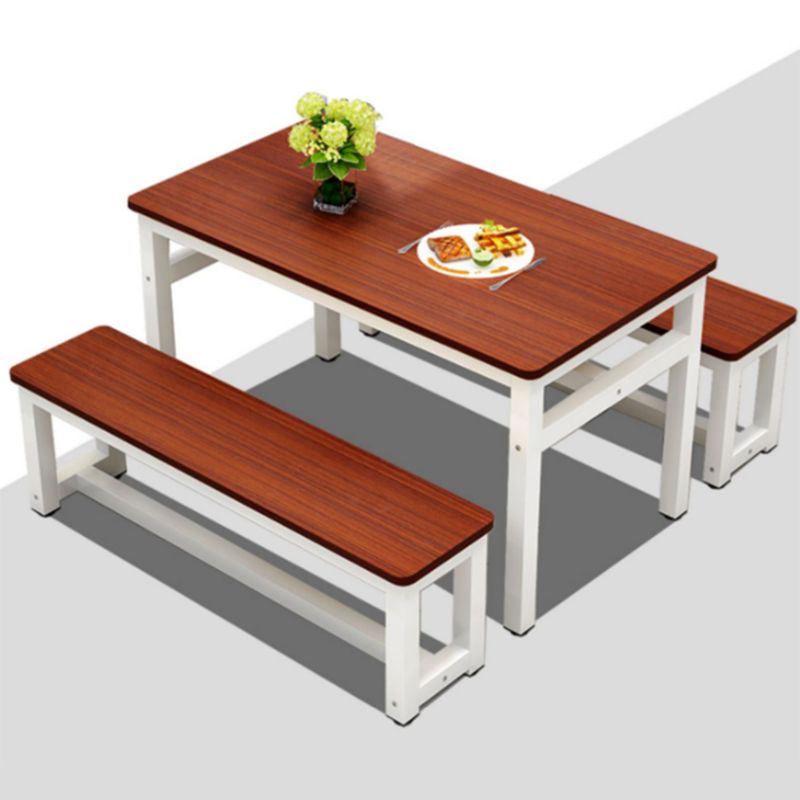 Modern Rectangle Wood Dining Table Metal Legs for Dining Room