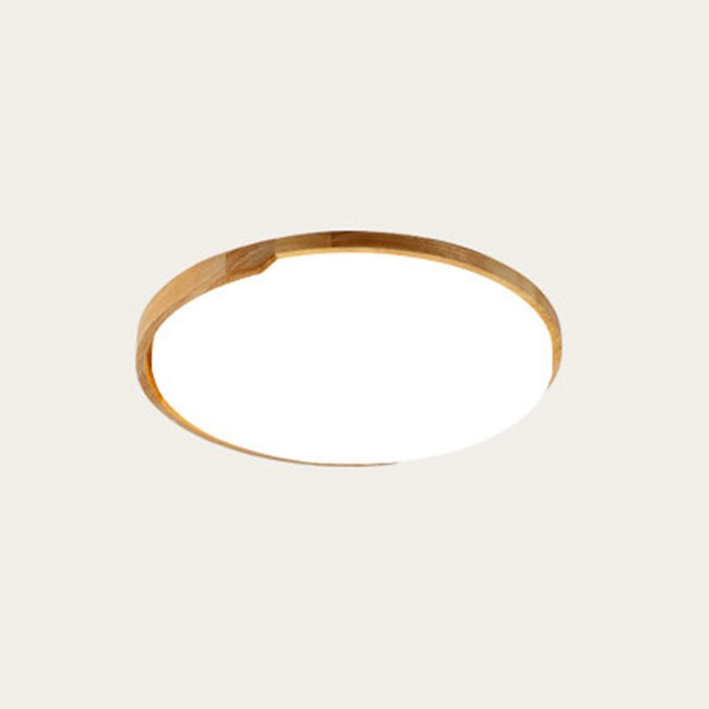 Rotondo LED Flush Light Simple Wood Living Room Flush Mount Lighting Fixture in Beige