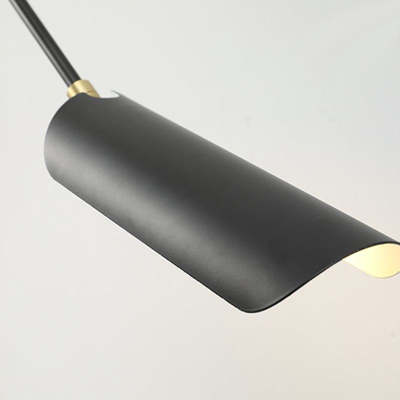 Black Metal Shade Wall Light Nordic 2 Lights Adjustable Wall Sconce for Living Room