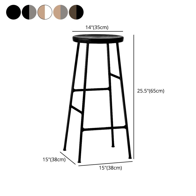 Modern Footrest Backless Barstool Matte Finish Oak Wood Coffee Shop Stool