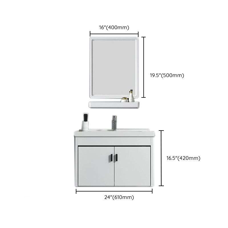 Contemporary Sink Vanity Solid Color Mirror Cabinet Space Saver Vanity for Bathroom