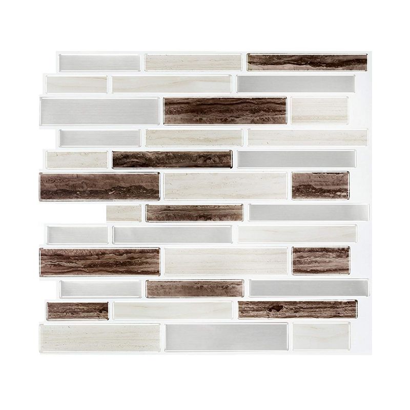 Brown Mosaic Tile Wallpapers Brick Look Farmhouse Easy Peel off Wall Covering for Home