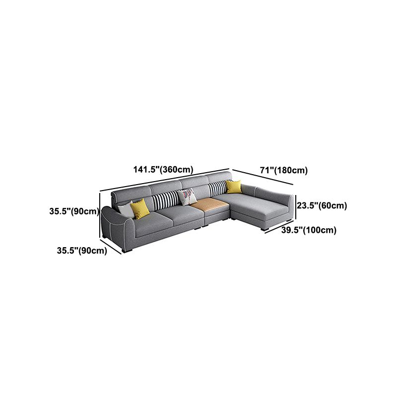 Contemporary Sewn Pillow Back Sofa & Chaise Square Tufted Sofa