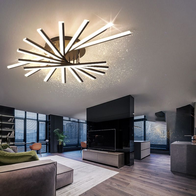 Moderne Unterputz-Deckenleuchte aus Metall für Esszimmer und Wohnzimmer