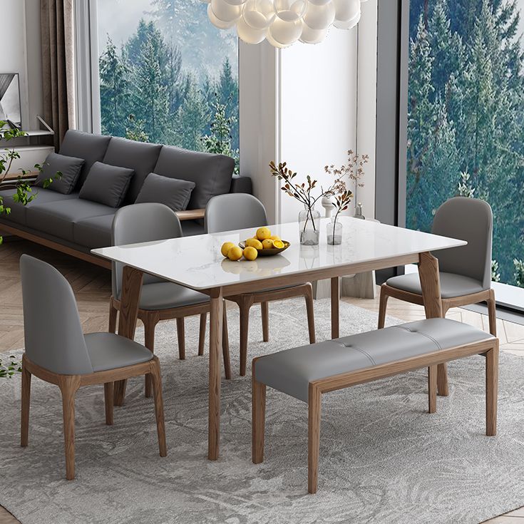 Mesa de comedor de piedra sinterizada industrial Mesa de comedor de cocina rectangular con 4 patas base