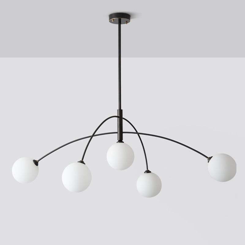 Ball Shape Glass Island Pendants Modern Style 5 Lights Island Pendant Lights