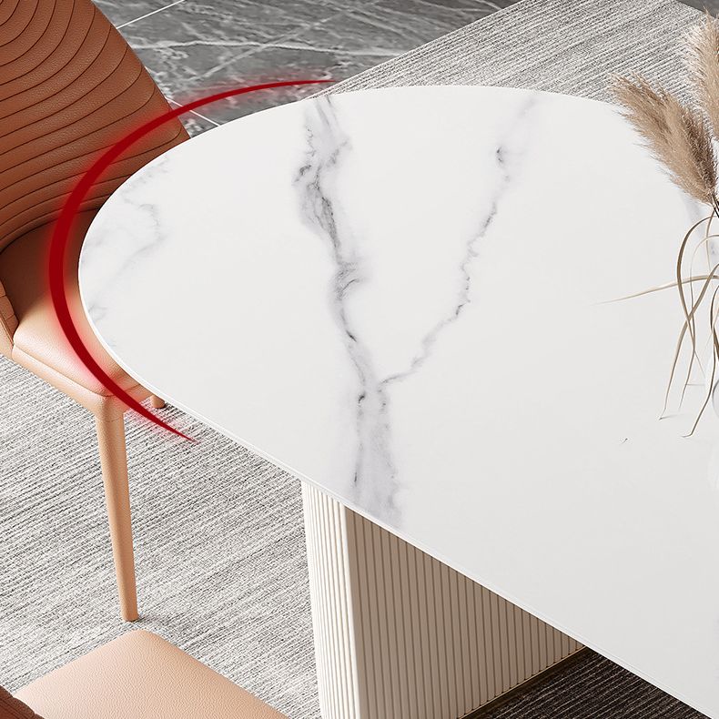 Glam Oval Dining Table Sintered Stone Table with Metal Legs for Home