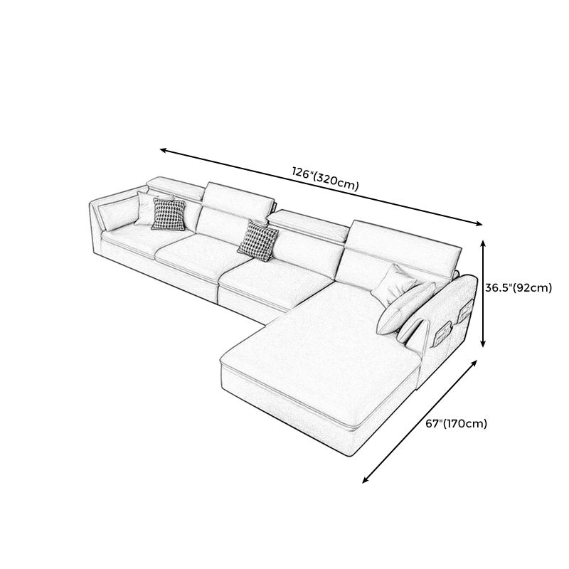 Stain-Resistant Faux Leather Flared Arm Sectional with Pillowed Back Cushions