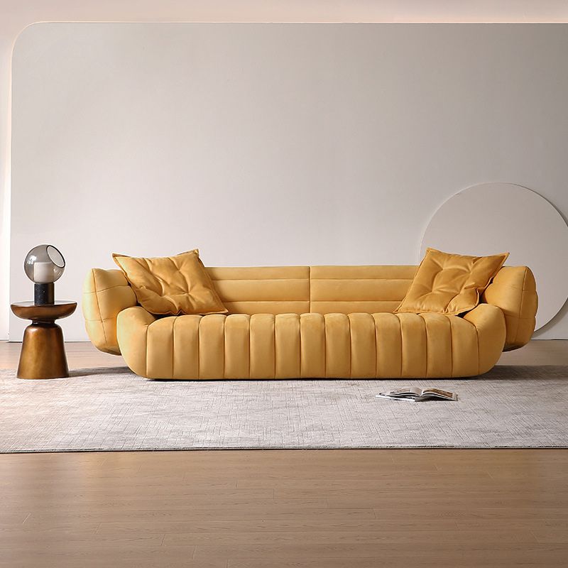 Tuxedo Arm Sofa Sewn Pillow Back Standard Seating in Orange