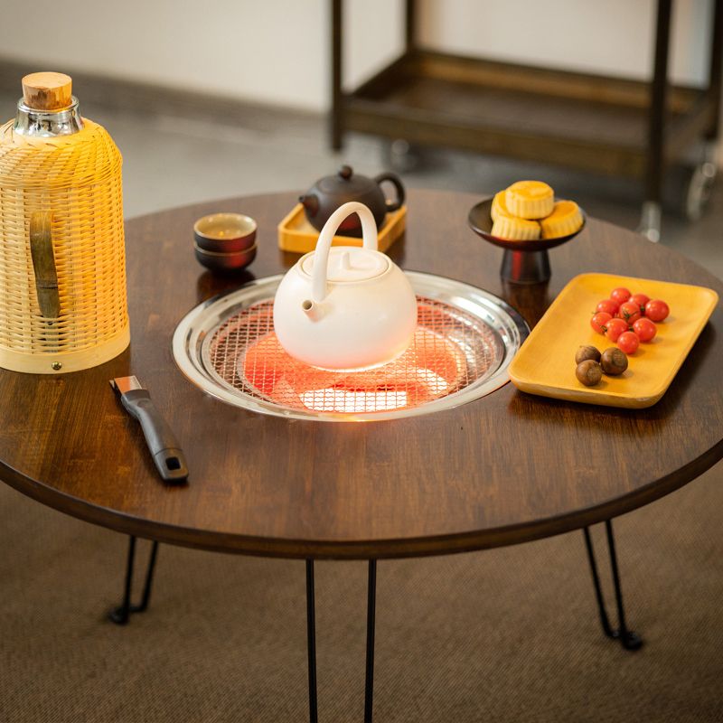Contemporary Style Round Patio Table in Brown and Black for Home
