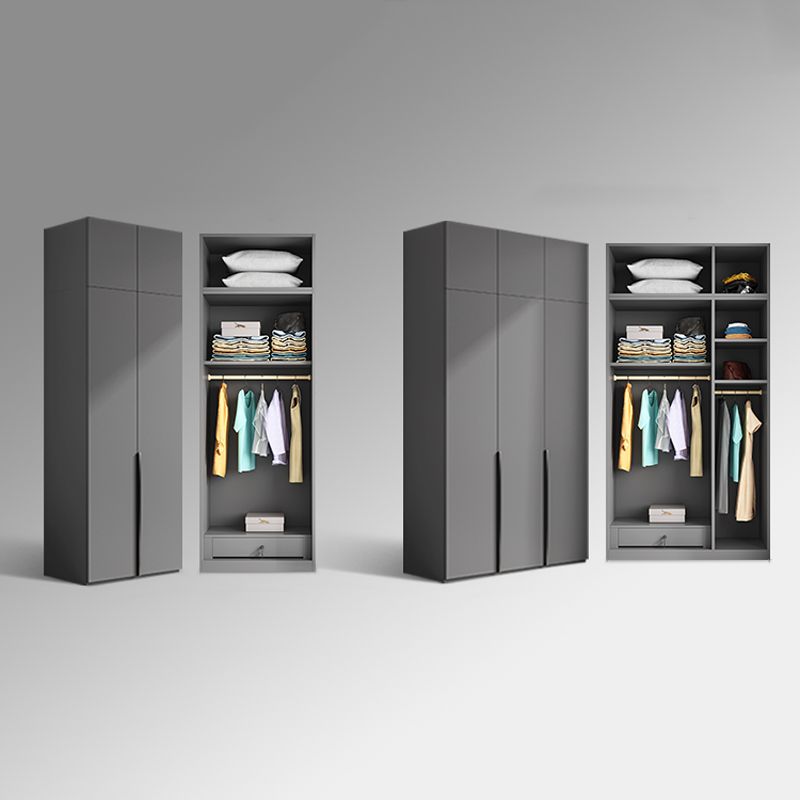 Gray Colour Wardrobe Armoire Wood Bedroom Wardrobe Closet with 1 Drawer
