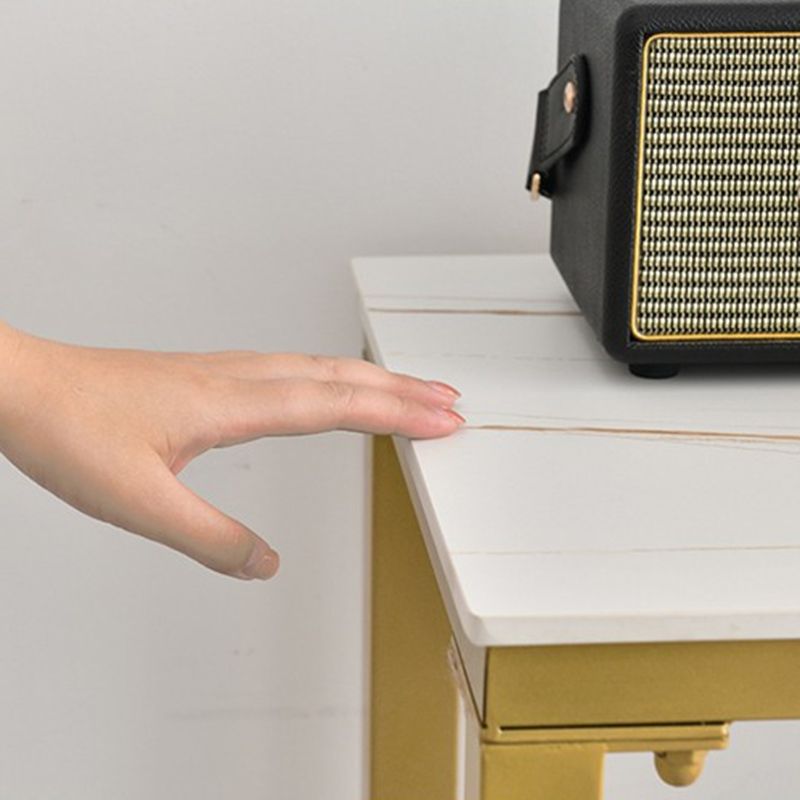 Modern Stone Top Bistro Bar Table Rectangle Metal Base Bar Table