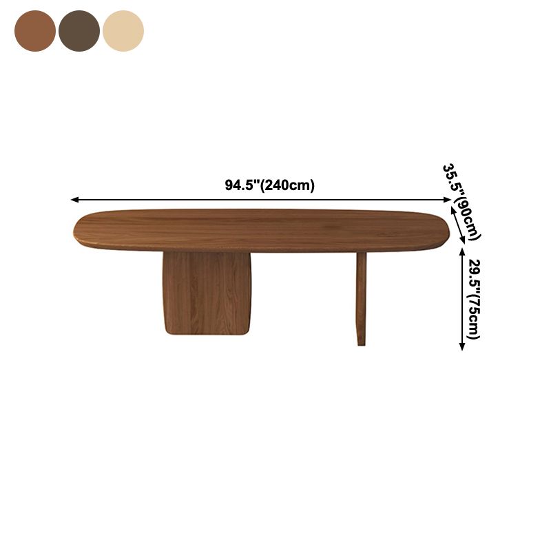 Ovaal dennen vaste houten tafel eenvoud eetkamer collectie met dubbele voetstuk