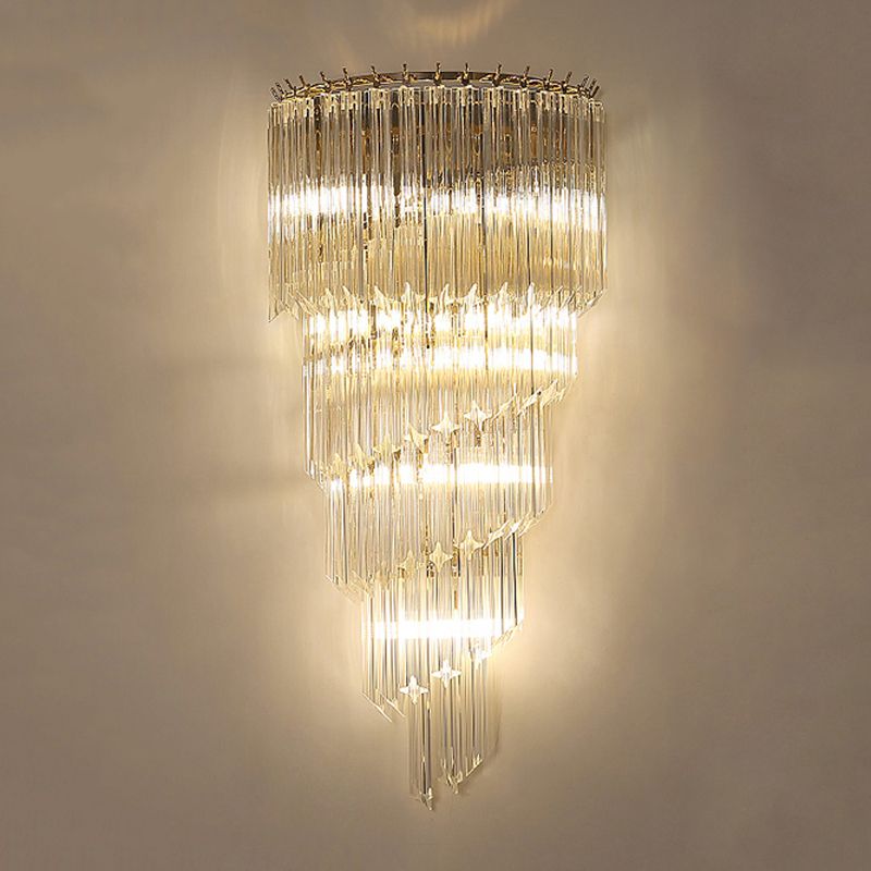 Modern Style Tiered Shape Wall Lamp Crystal Sconces for Bedroom