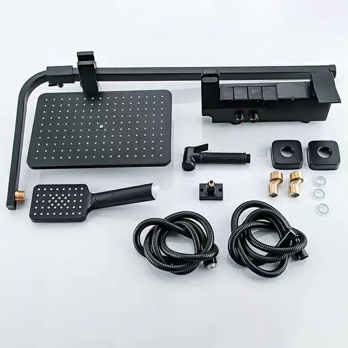 Square Metal Shower System Volume Control Dual Shower Head Shower Faucet with Shower Arm