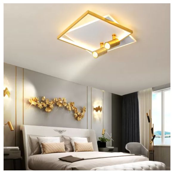Modern Style Metal Ceiling Mounted Fixture Living Room Flush Light with 2 Spotlights