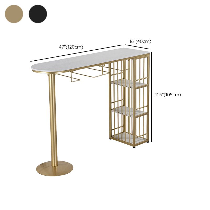 Specialty Indoor Bar Table White Modern Pub Table with Metal Storage