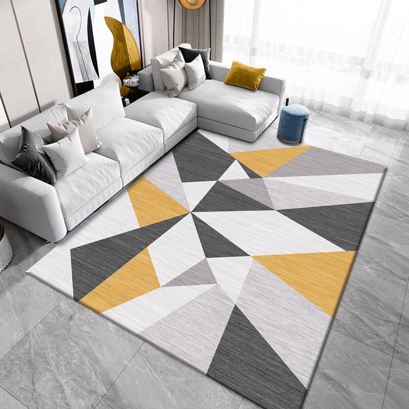 Western Bedroom Rug Multi Colored Geometric Print Carpet Cotton Blend Pet Friendly Easy Care Rug