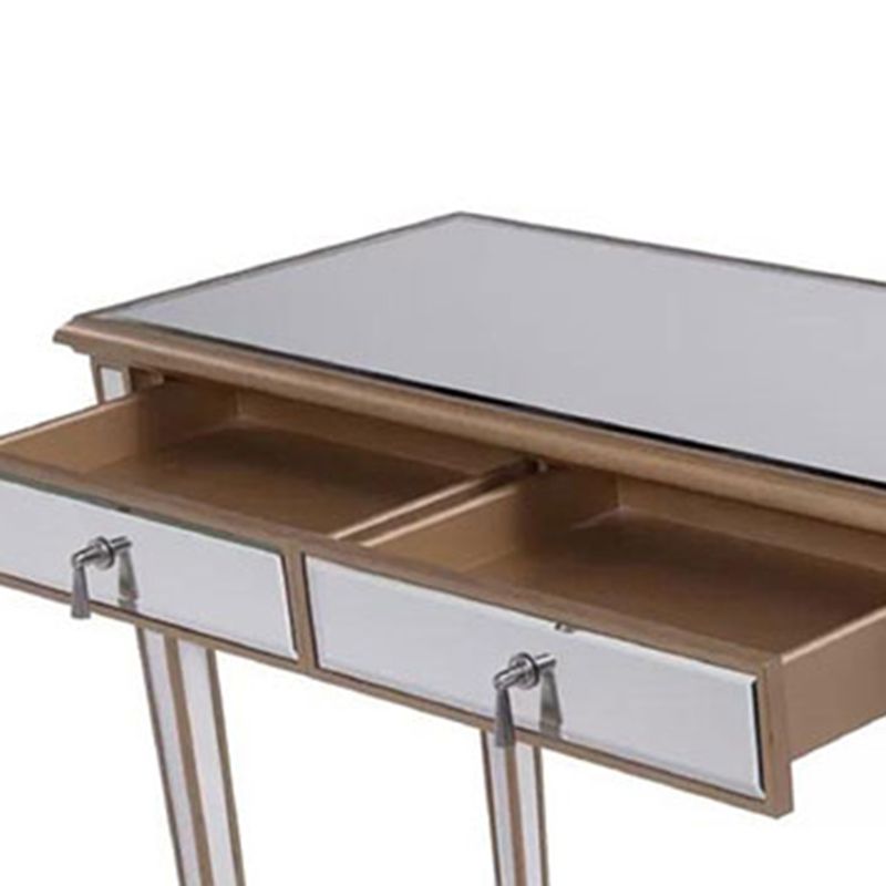 2 Drawers Mirrored Makeup Table and Stool Set Vanity for Women in Silver