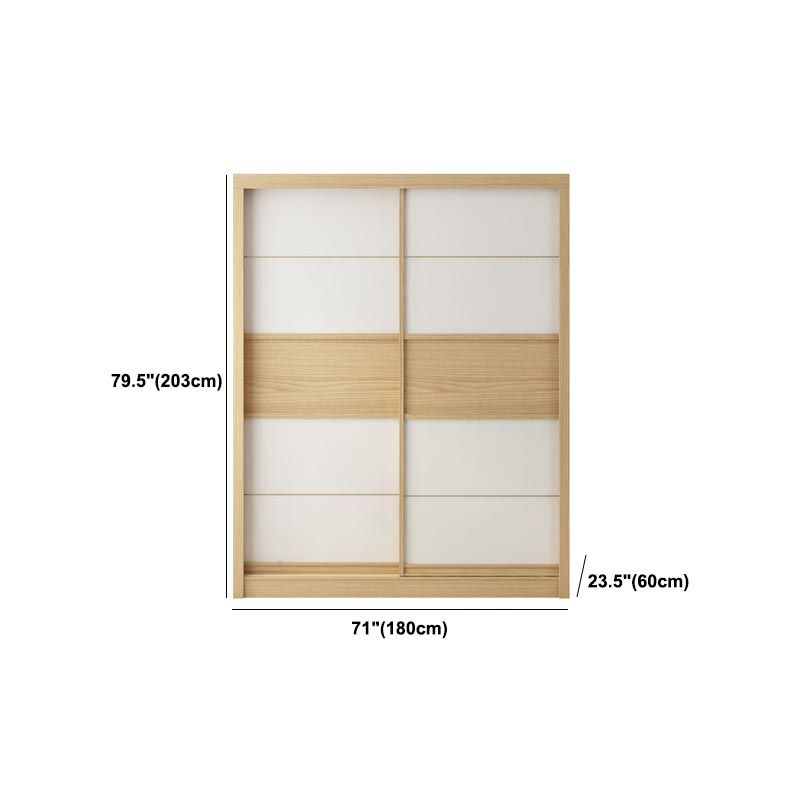 Modern Natural Wardrobe Armoire Engineered Wood Wardrobe with Drawer