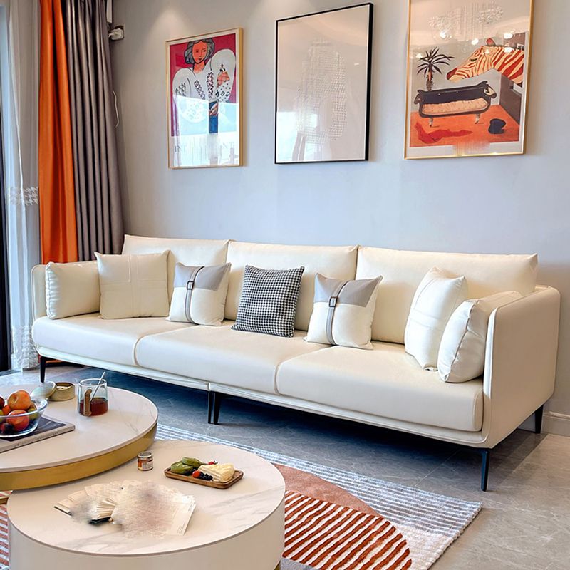 Contemporary Faux Leather Pillow Top Arm Sofa/Sectional Pillowed Back Cushions