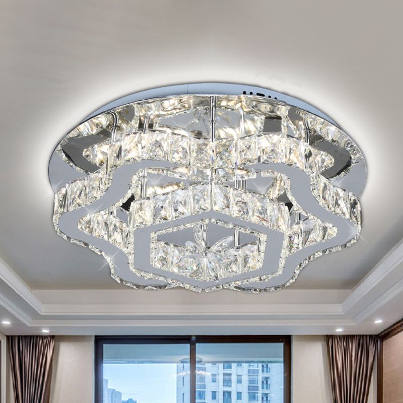 Control Crystal LED Semi Flush Flush Modernista Acero inoxidable Sala de estar de techo de techo