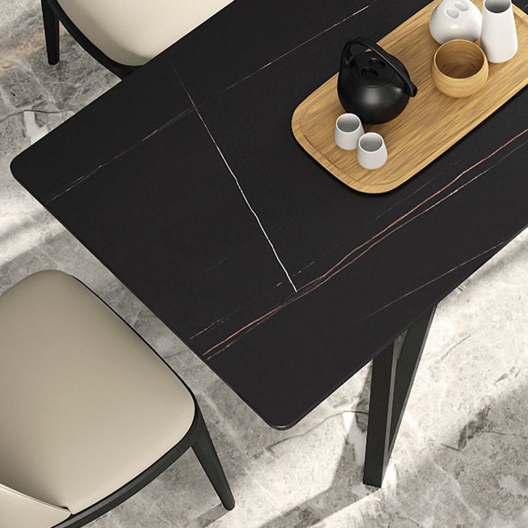 Black Stone Top Table Set for Home 1/2/5/6/7 Pieces Modern Dinette Set