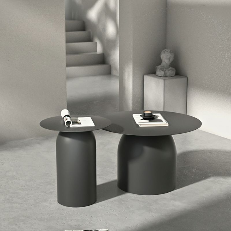 Mid-Century Modern Metal Coffee Table Round 1/2 Cocktail Table