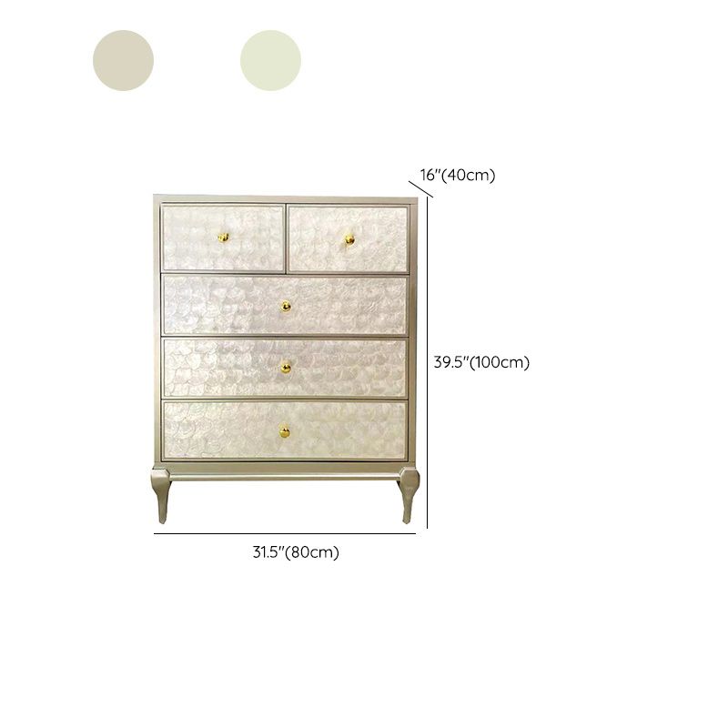 5 Drawers Champagne Storage Chest Glam Vertical Lingerie Chest