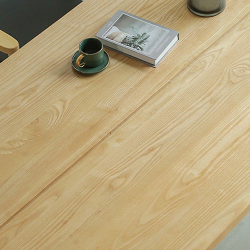 Pine Solid Wood Dining Table Rectangle Dining Table with Double Pedestal Base