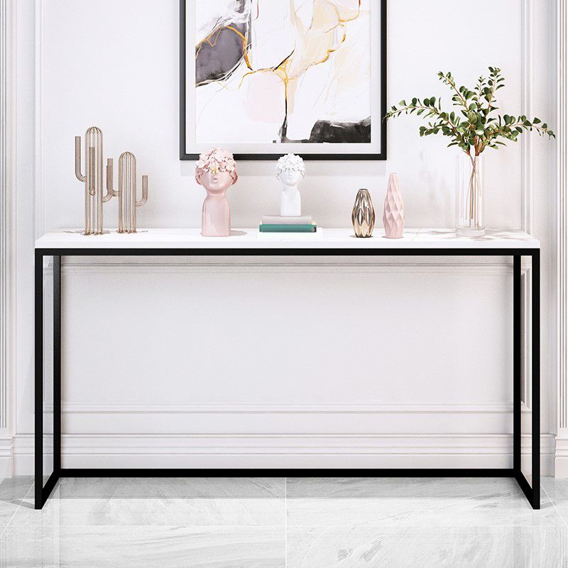 11" W Contemporary Console Table Stone Rectangle Accent Table