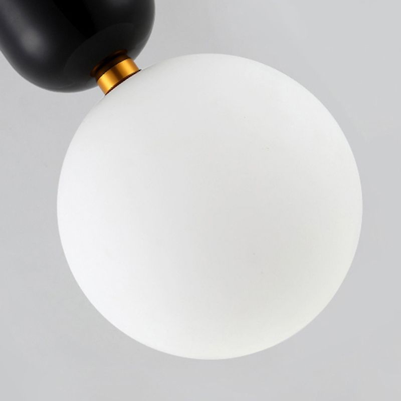 Iluminación de colgante de bolas negros/dorados/blanco modernista 1 luz de 6 "/8"/12 "de ancho LED de techo de vidrio lecho