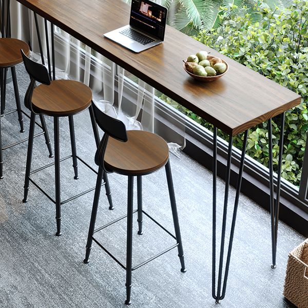 Solid Wood Pub Table Bar Height Industrial Rectangle Bar Table for Small Places