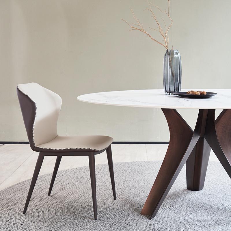 Round Sintered Stone Dining Table Modern Gray Black Turntable Furniture with Pedestal Base