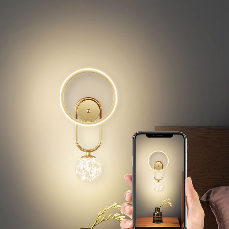 Glass Round Shape Wall Light Modern Style 2-Lights Wall Mount Light Fixture